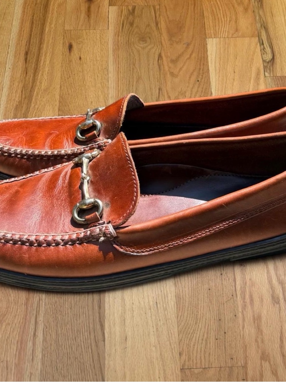Vintage French Shriner Brown Leather Horsebit Loafers Men’s 9M